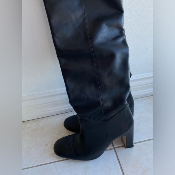 🛍️ZARA OVER THE KNEE LEATHER BOOTS WORN ONCE ORIGINALLY $281 BLOCK HEEL COMFY - Picture 6 of 9